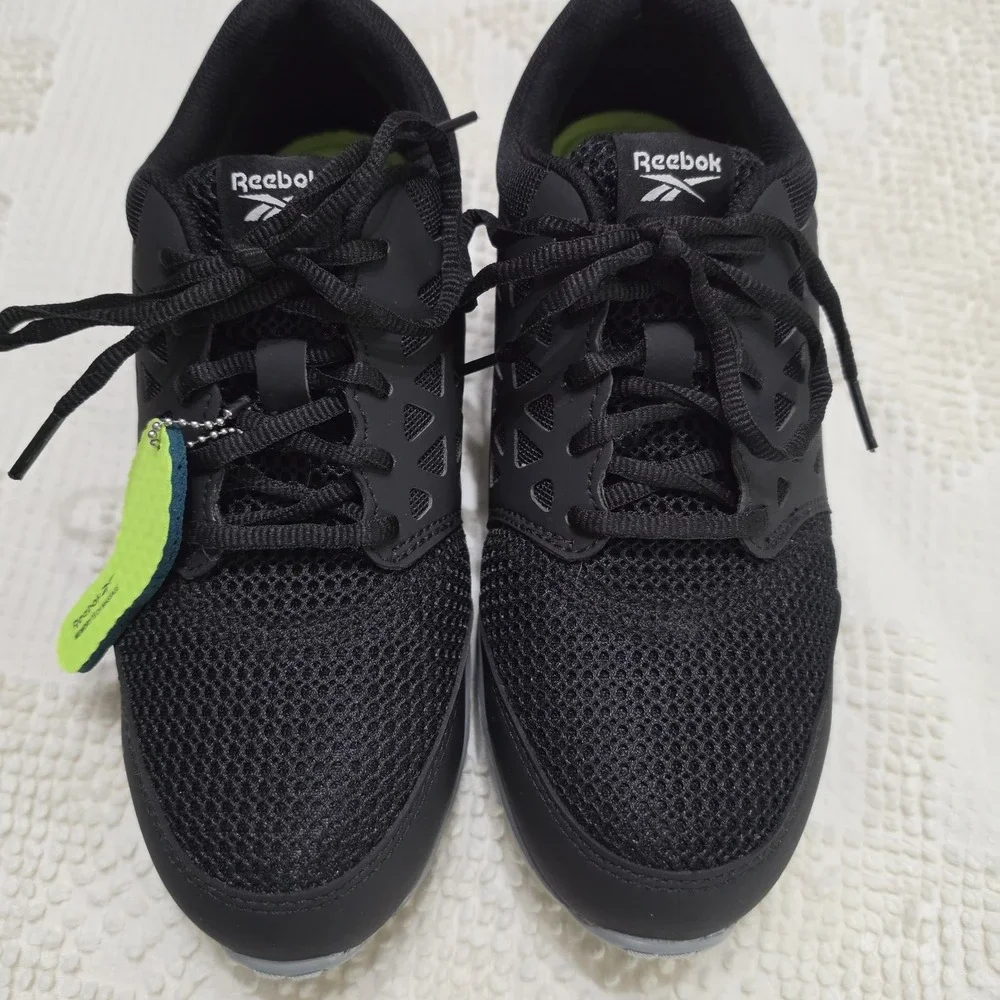 Reebok Sublite Mens 7.5 Alloy Safety Toe Work Shoes Black Slip Resist Electrical